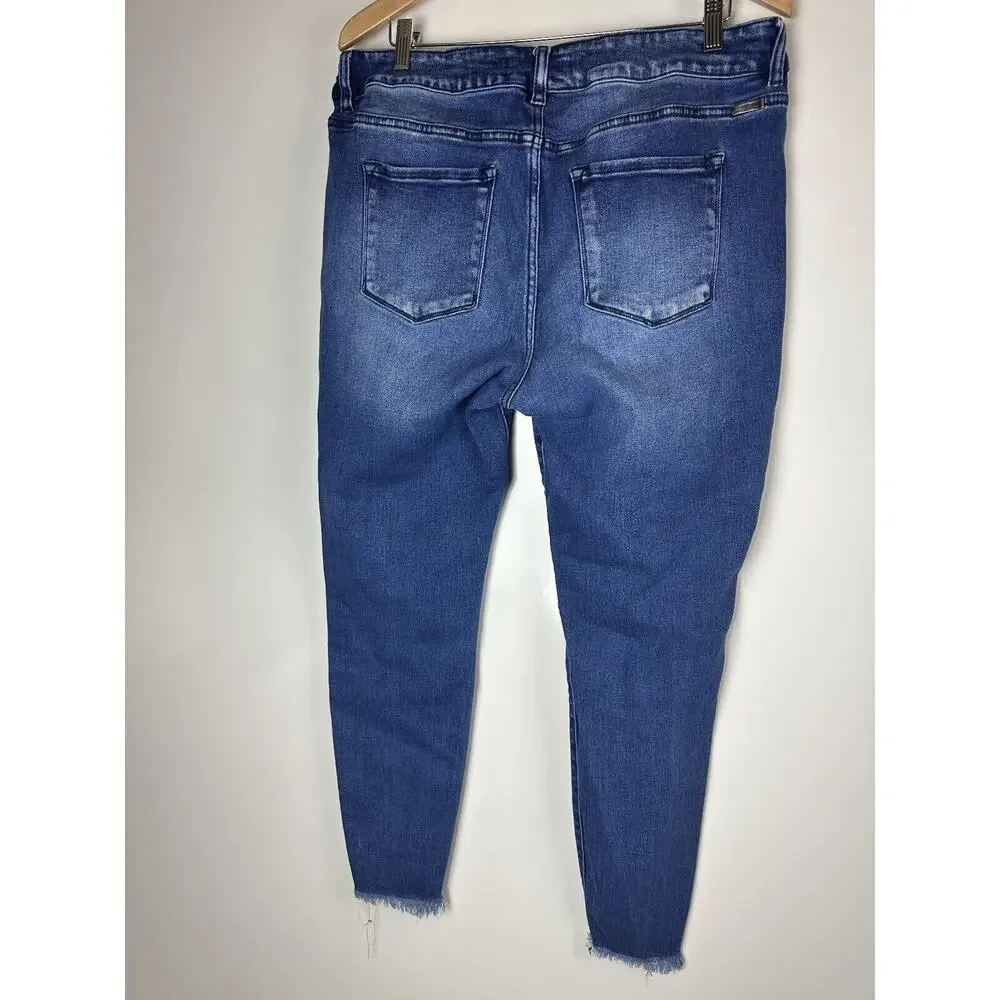 KanCan Skinny High Rise Ripped Hem Jeans Sandblast Blue Denim Plus Size 18 - Picture 7 of 10